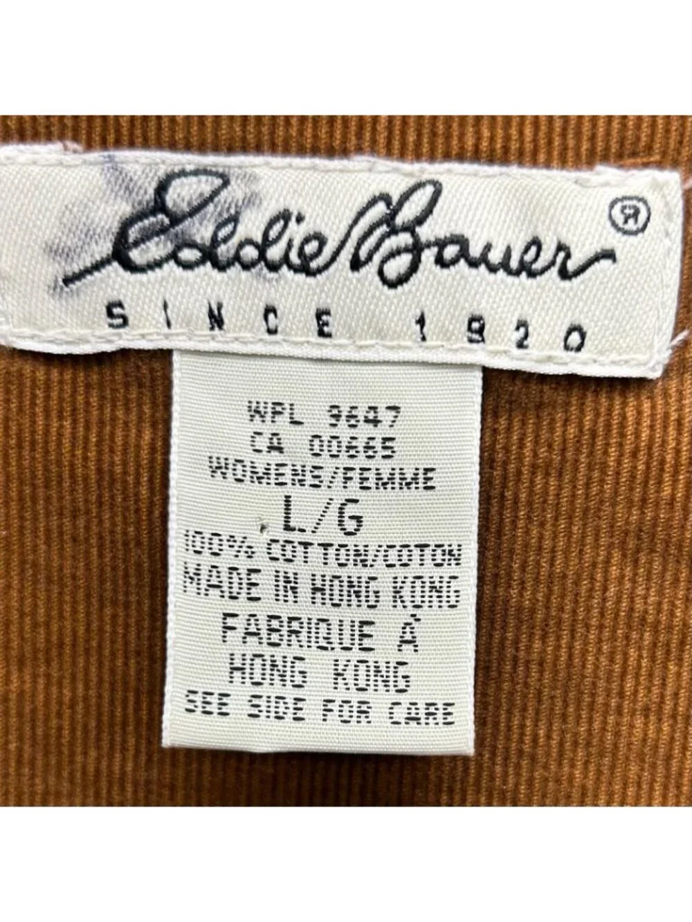 Vintage Eddie Bauer Brown Corduroy Sleeveless Button-Front Midi Dress Womens L - Picture 3 of 16